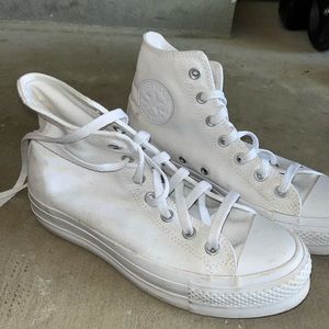 Custom all white high top converse